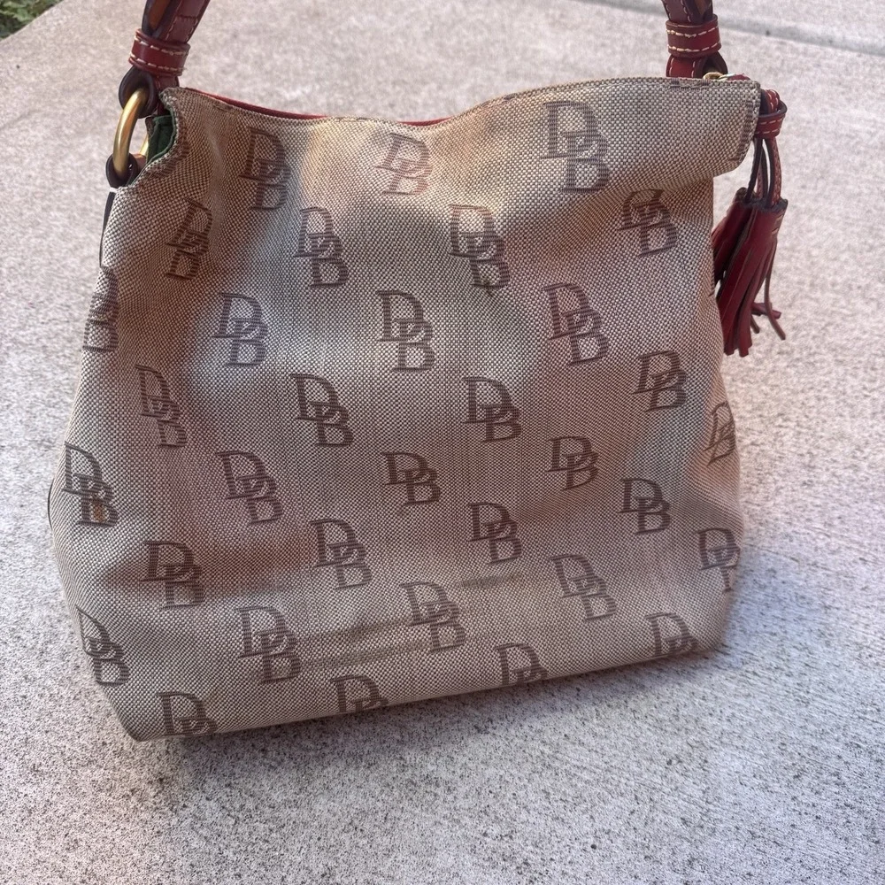 Dooney and Bourke Vintage‎ Monogram Canvas Tassle Shoulder Bag and Wallet Y2K